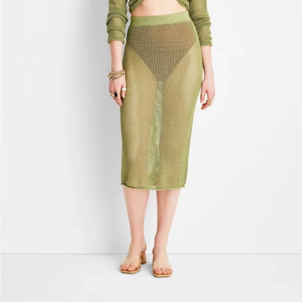 Metallic Crochet Midi Skirt - Future Collective with Alani Noelle - Picture 4 of 11